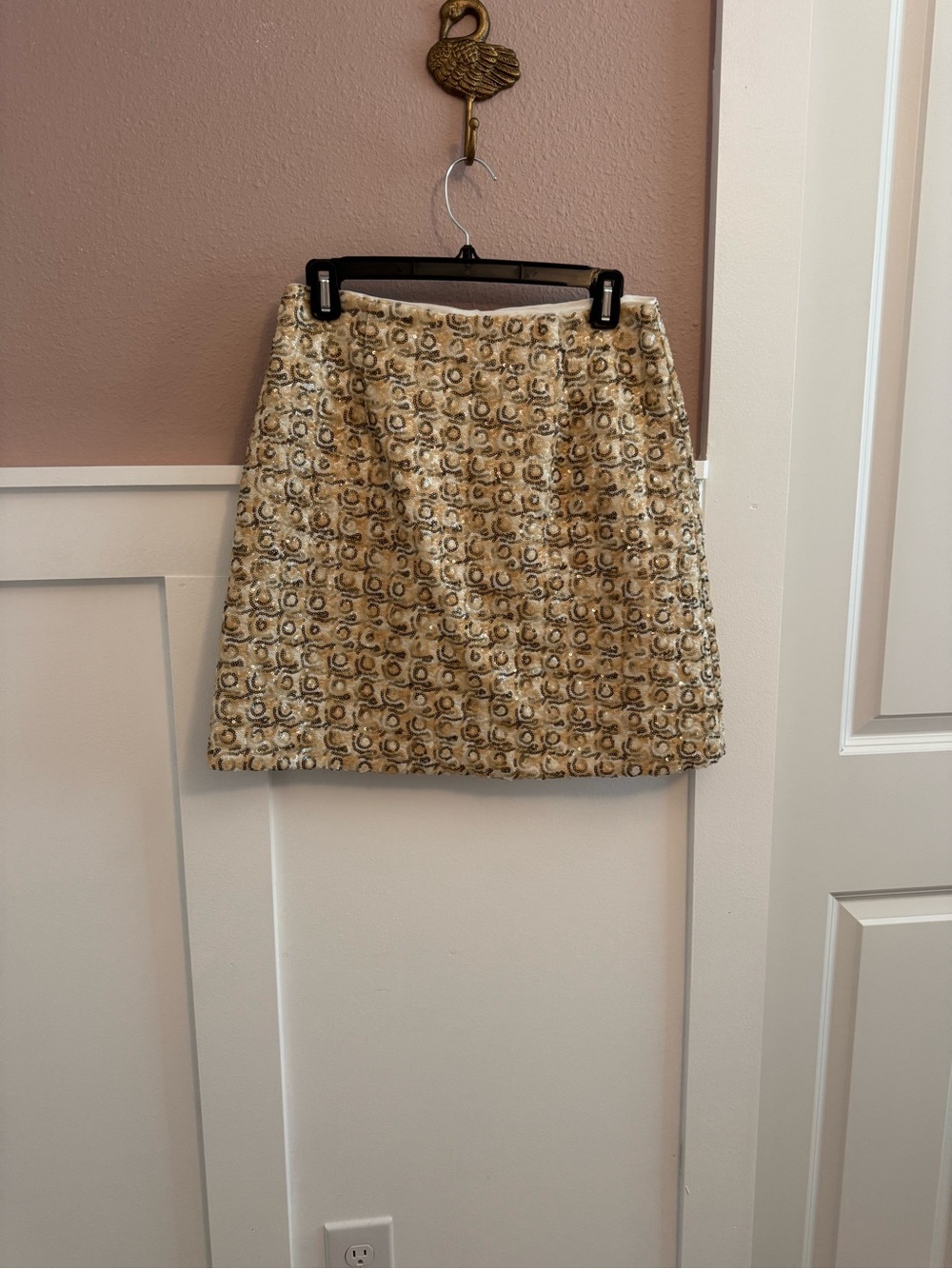 Hatched Official Sequin Mosaic Mini Skirt Gold Champagne Party